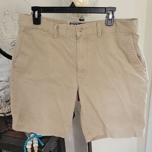 Ralph Lauren Tan Flat Front Shorts with Timeless Appeal